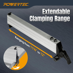 No rails needed; POWERTEC BS900RF delivers solid, accurate fence performance