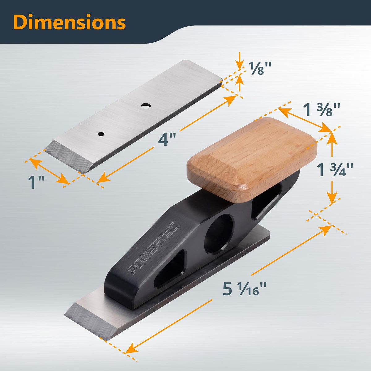 PowerTEC chisel plane flat blade demonstrates precise smoothing on flat surfaces