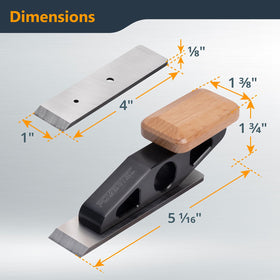 PowerTEC chisel plane flat blade demonstrates precise smoothing on flat surfaces