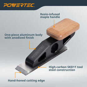 PowerTEC chisel plane used to clean glue lines with controlled trimming
