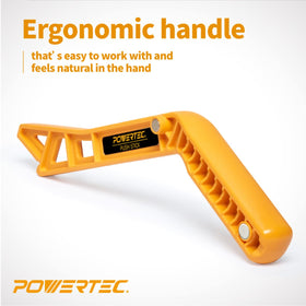 POWERTEC deluxe L-shaped push stick with ergonomic grip for precise control.