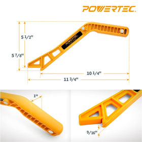 POWERTEC push stick non-slip surfaces with cleats for secure handling.