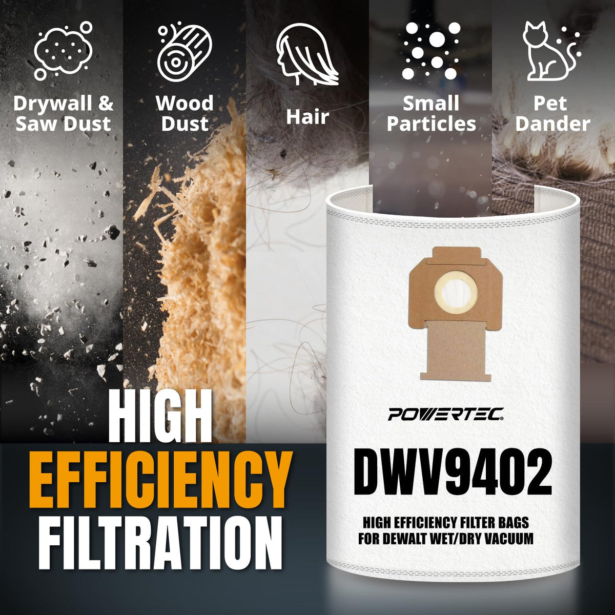 POWERTEC DWV015 fleece bags fit 8- and 10-gallon extractors with efficiency.