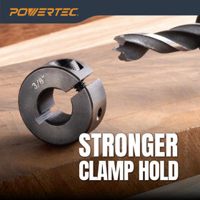 POWERTEC drill bit stop collar 3/8 inch aids repeatable drilling depths for cabinetry.
