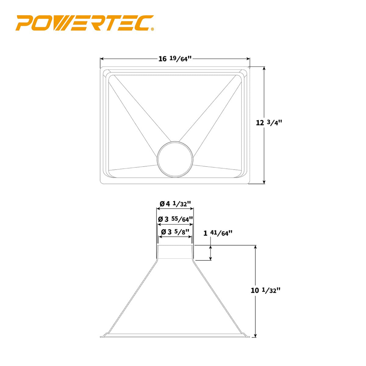 POWERTEC dust hood placed behind a machine for flexible placement.