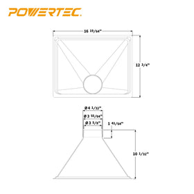 POWERTEC dust hood placed behind a machine for flexible placement.