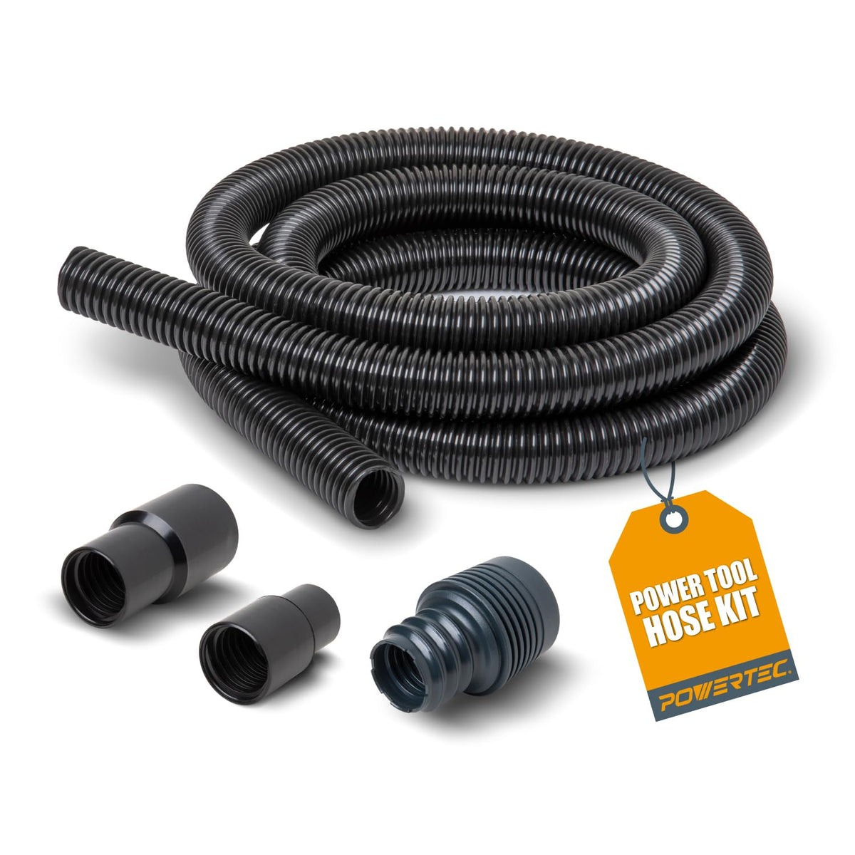 POWERTEC 10 ft dust hose extends reach for efficient debris pickup