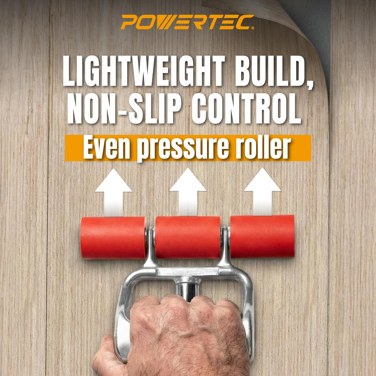 POWERTEC inset axle and non-marking rollers protect surfaces and walls