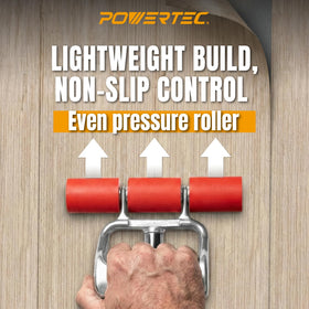 POWERTEC inset axle and non-marking rollers protect surfaces and walls