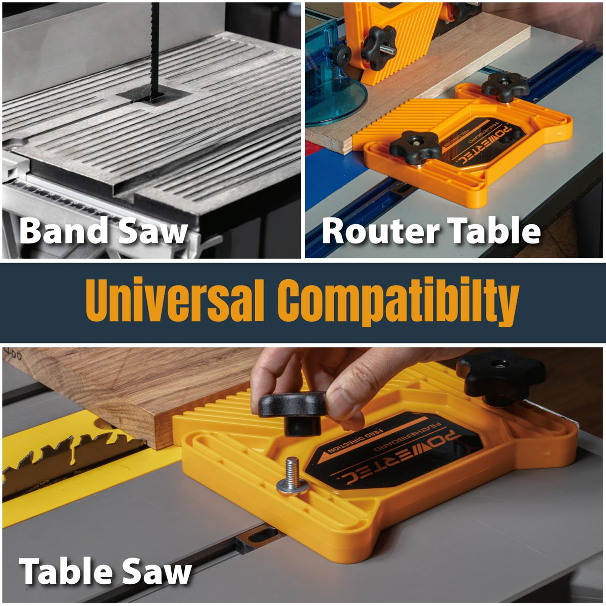POWERTEC kit contents include spacers and bolts for stackable setups.
