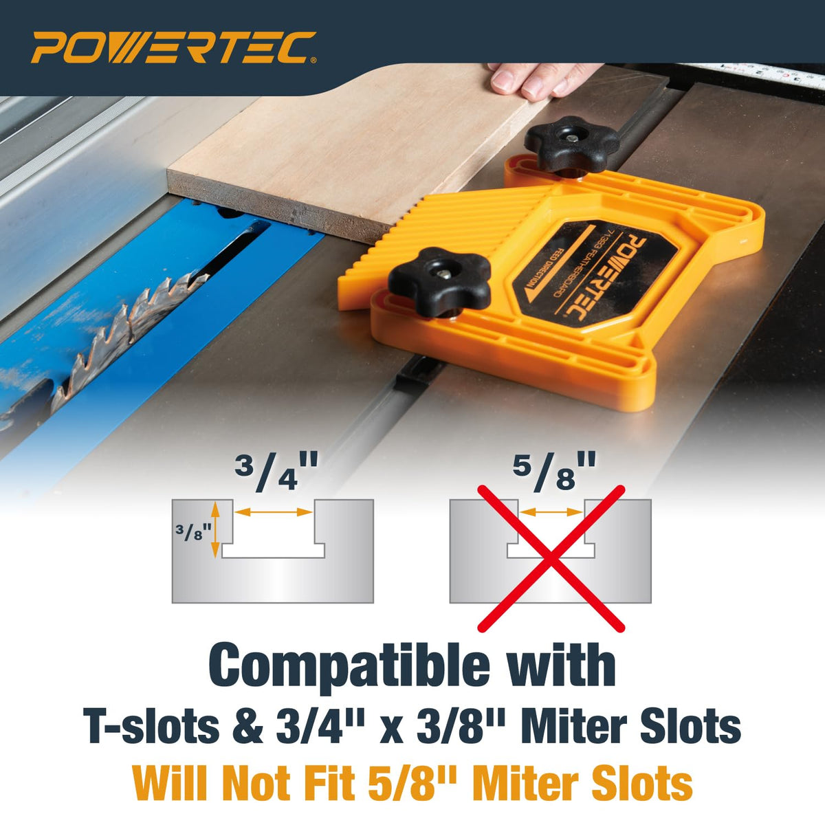 POWERTEC featherboards in vertical mounting provide enhanced stock control.
