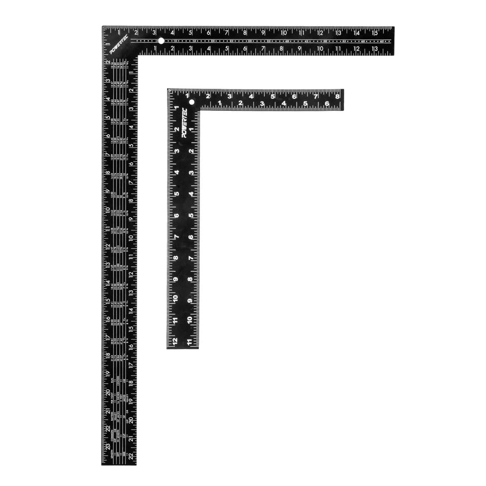 POWERTEC framing square 16x24 with rafter tables for precise framing layouts