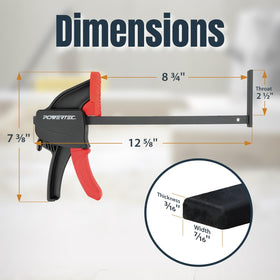 POWERTEC heavy-duty track clamps built for durable workshop use