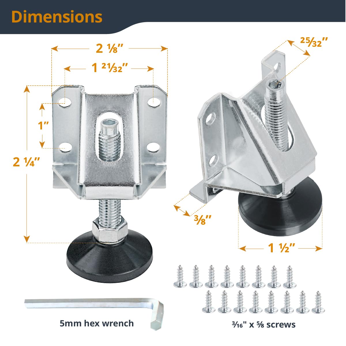 PowerTEC installation kit for levelers ensures quick, secure setup.