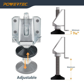 PowerTEC L-shaped ledge transfers load to the leveler for stability.