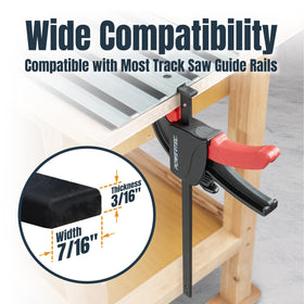 POWERTEC clamps offering an 8-5/8 inch opening for wide boards