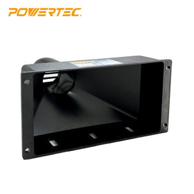 POWERTEC Mini Gulp Dust Hood mounted behind machines for debris control