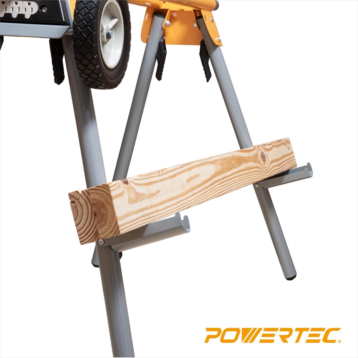 POWERTEC miter saw stand spring loaded legs for quick stable setup