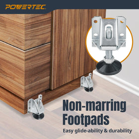 POWERTEC nylon base foot protects floors while allowing smooth repositioning
