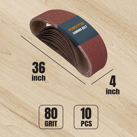POWERTEC open coat aluminum oxide belt delivering consistent cuts on wood and light metals