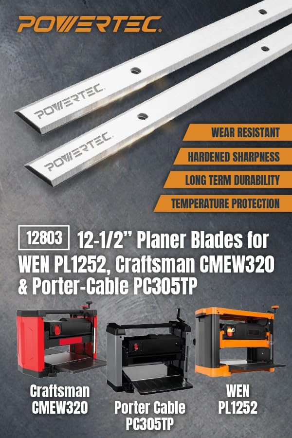 POWERTEC planer blades with locator holes enable quick, accurate alignment