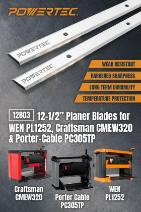 POWERTEC planer blades with locator holes enable quick, accurate alignment