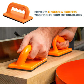POWERTEC push blocks compatible with table saws, routers, and jointers for versatile safety.