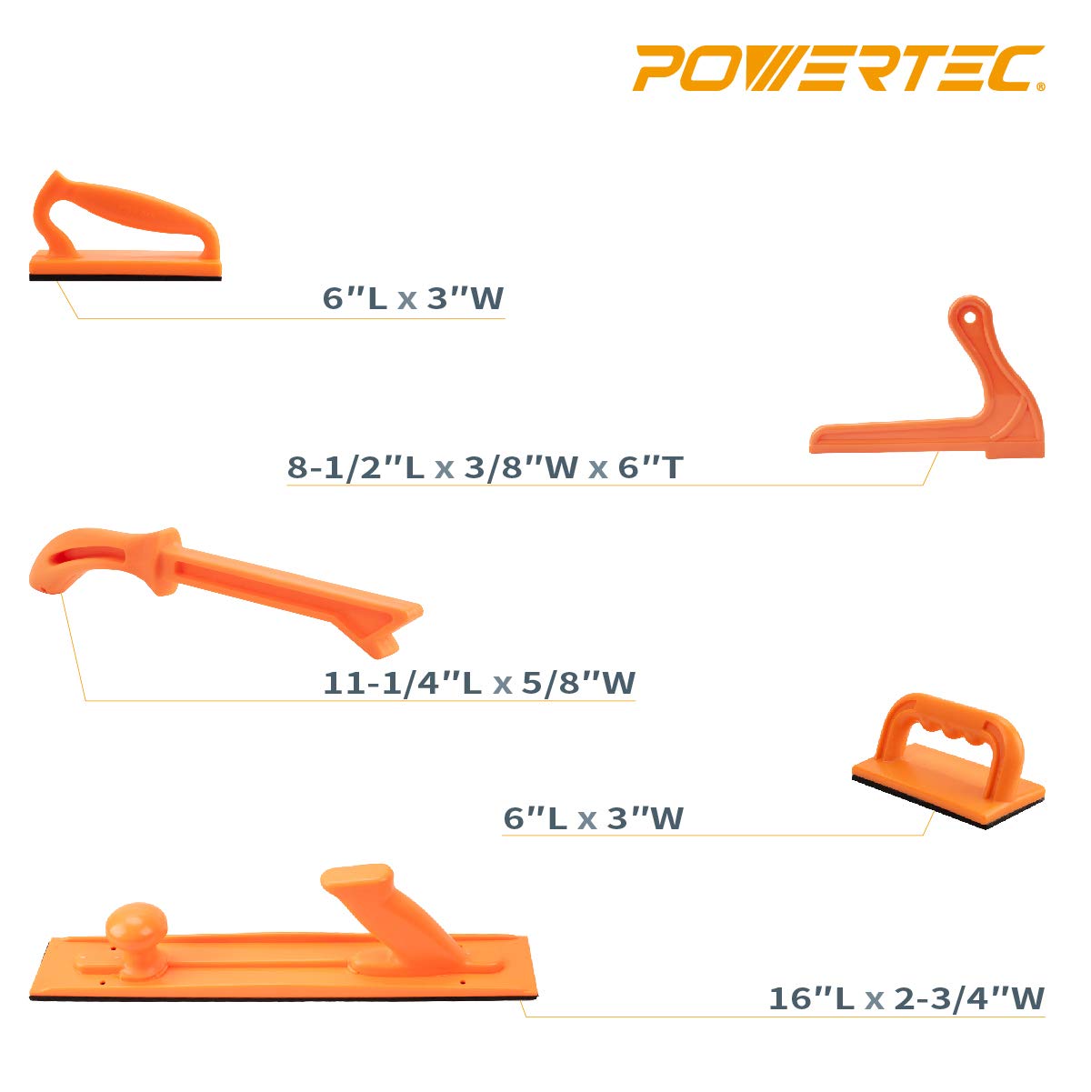 POWERTEC short hold down push block for compact control on small stock.