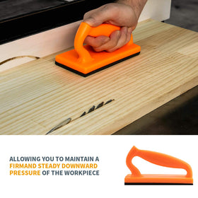 POWERTEC V-shaped push stick enables close control near blades for detailed routing.