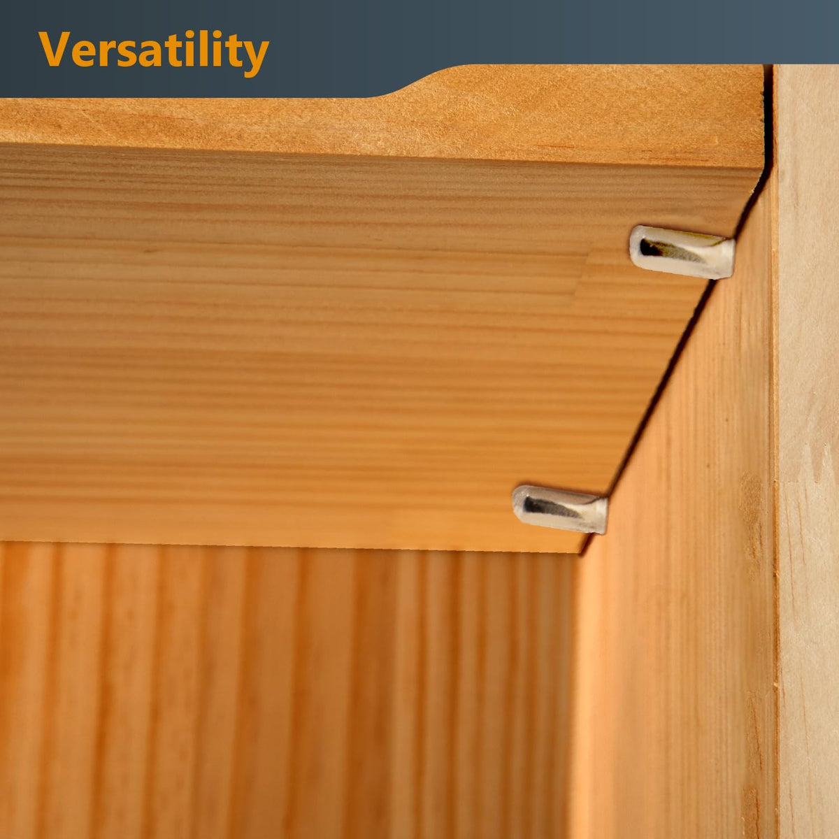 PowerTEC heavy-duty shelf pins for long-lasting support.