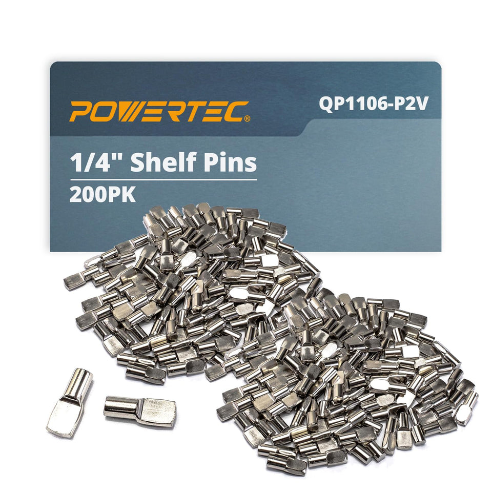 PowerTEC QP1106-P2V spoon shelf pins pack for sturdy shelving projects.