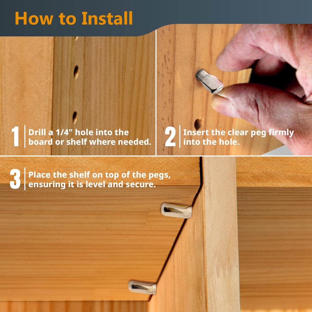 PowerTEC 1/4-inch shaft fits common pre-drilled shelf holes.