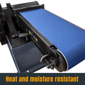 Powertec resin-bonded back 6x48 belt for heat resistance.