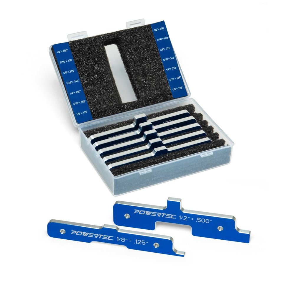 POWERTEC router setup bars 7pc set in case for precise depth measurements