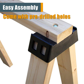 POWERTEC sawhorse brackets drilled holes illustrate easy assembly without extra hardware