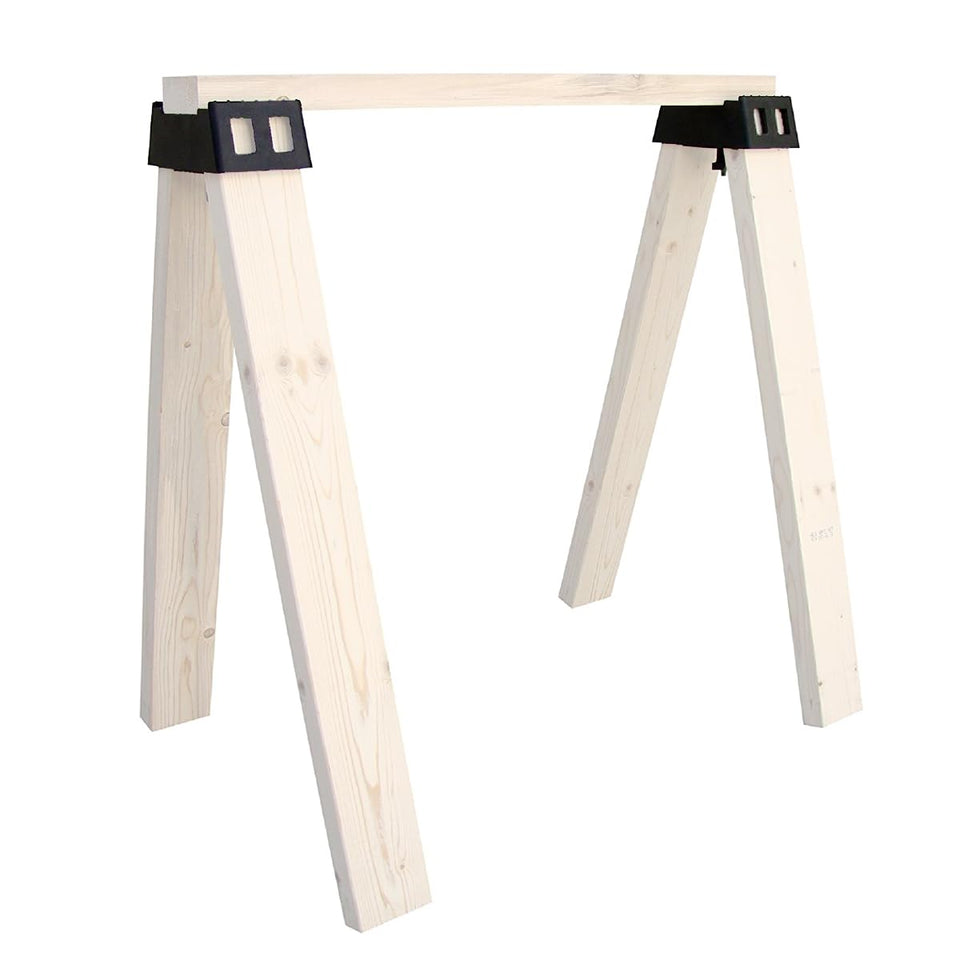POWERTEC sawhorse brackets front view show a compact, durable frame for quick setup
