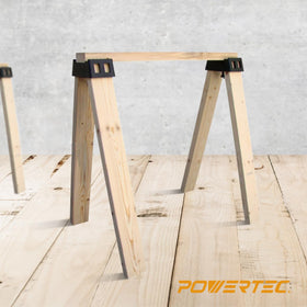 POWERTEC sawhorse brackets in use on a 2x4 build demonstrate versatility