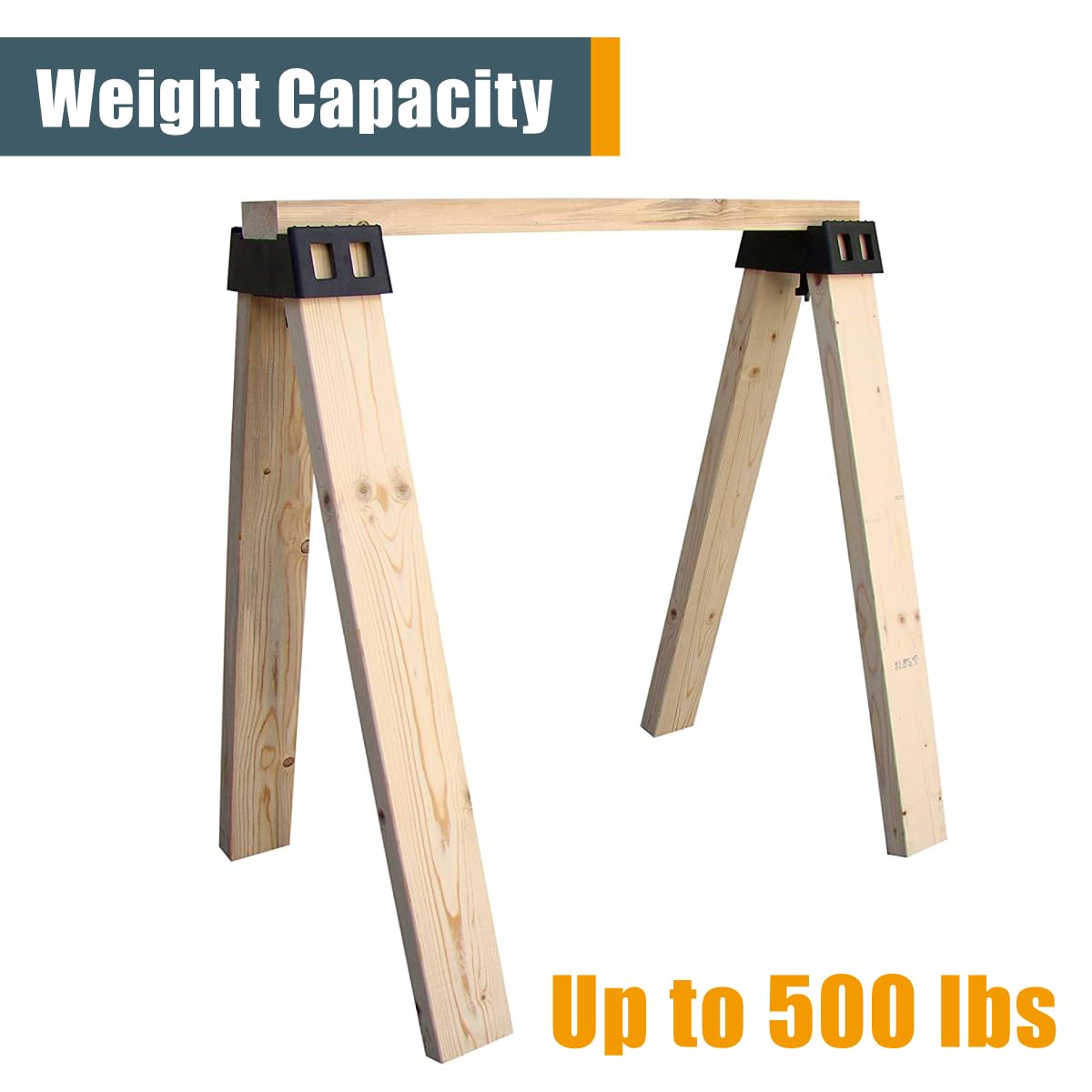 POWERTEC sawhorse brackets side view highlights sturdy design and 250 lb per-bracket support