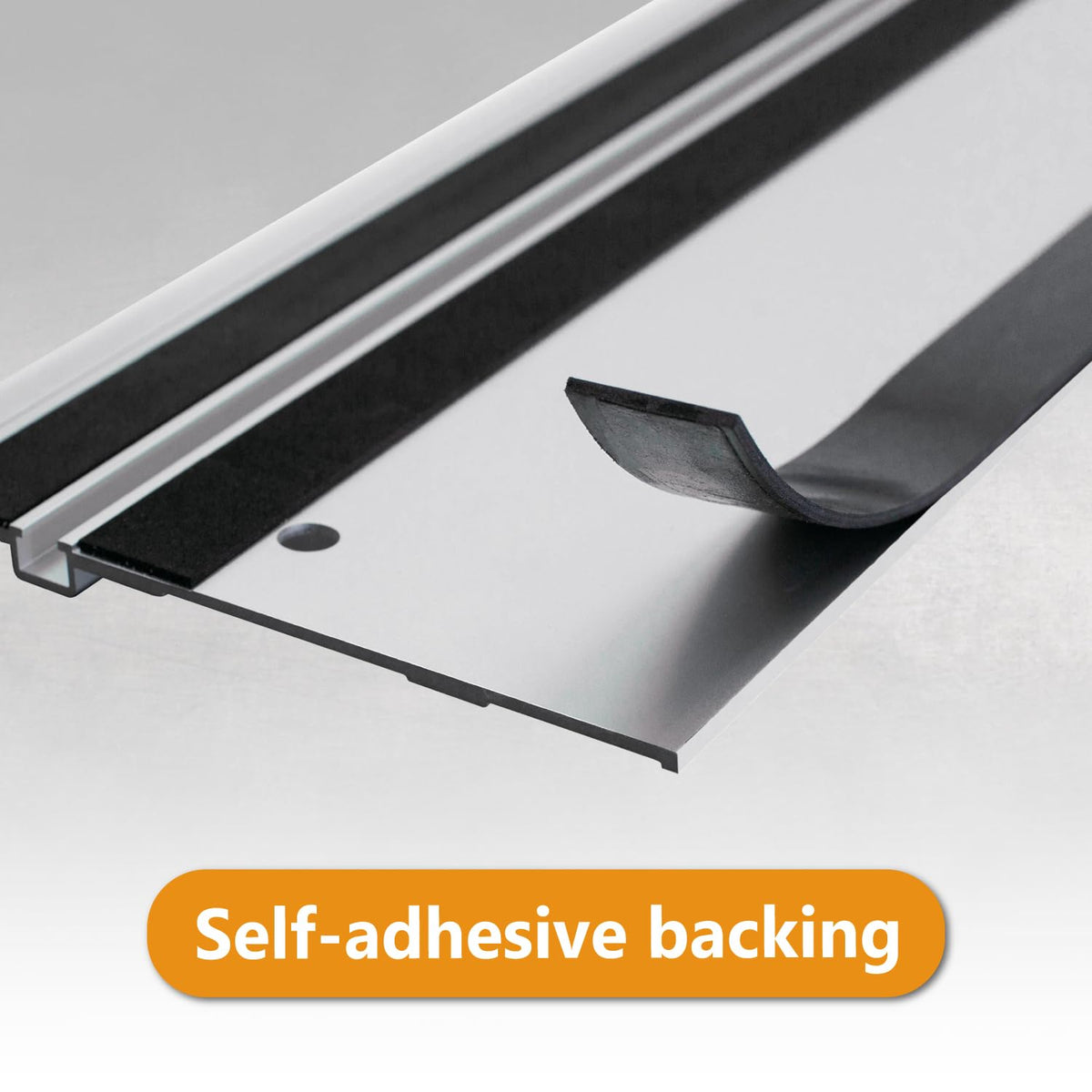 POWERTEC self-adhesive installation strip enables quick, tool-free attachment on rails
