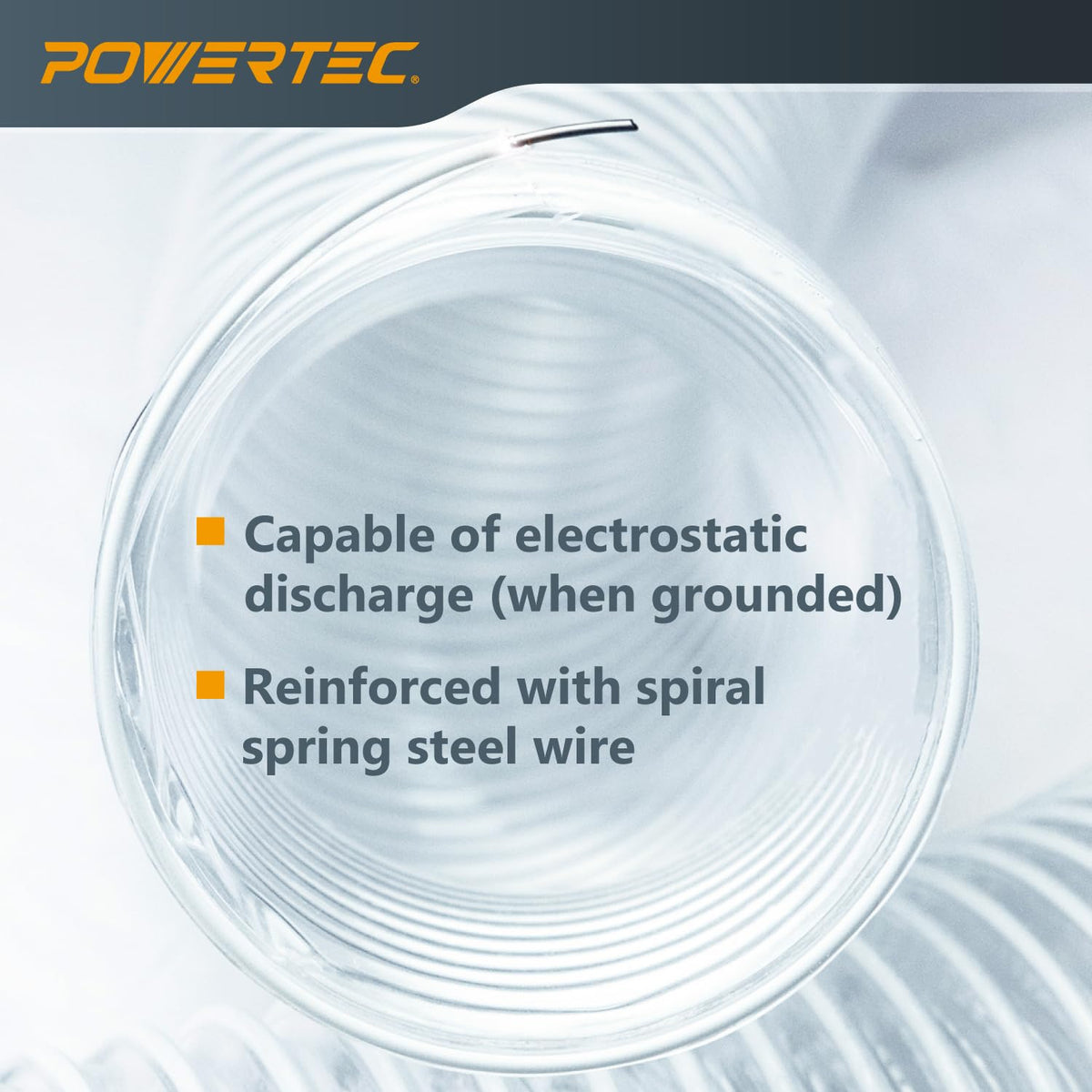 POWERTEC reinforced hose with spring wire resists kinks under pressure