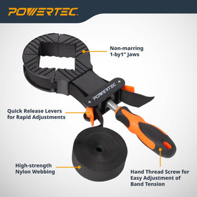 POWERTEC strap clamp durable plastic frame for light-duty clamping