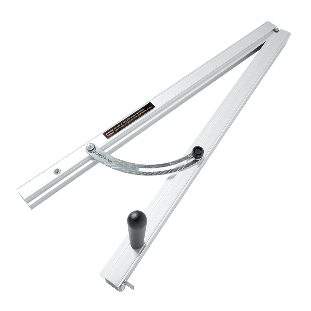 POWERTEC taper jig with 24in rails for stable, precise angled cuts.