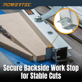 POWERTEC knurled knob with lock washer improves adjustment stability.