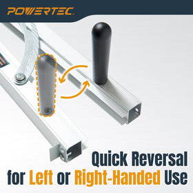 POWERTEC taper jig features laser-engraved scale for easy taper readings.