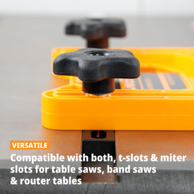 POWERTEC featherboards with a band saw support steady feeds and clean results.