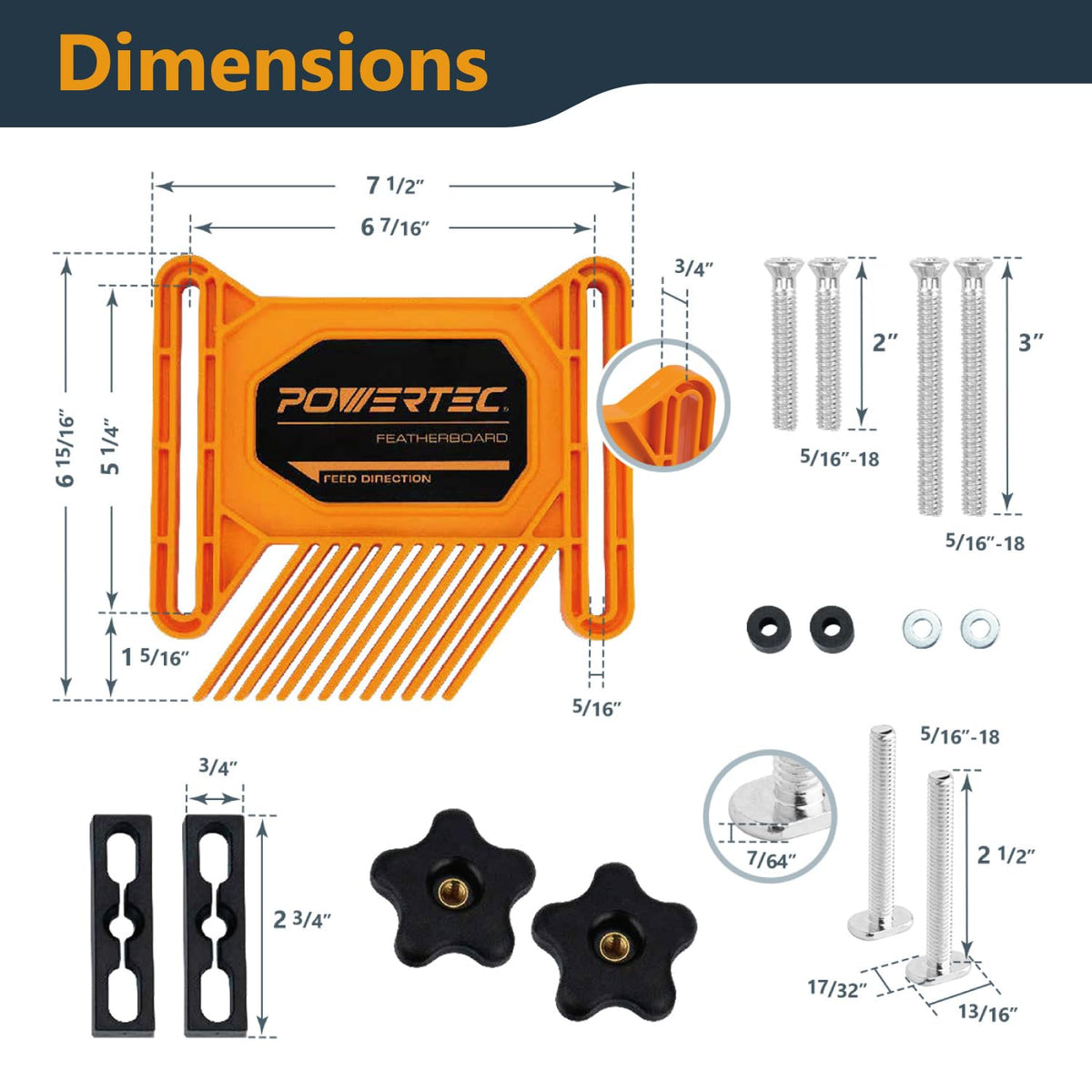 POWERTEC featherboards shown on a router table improve stock control and accuracy.
