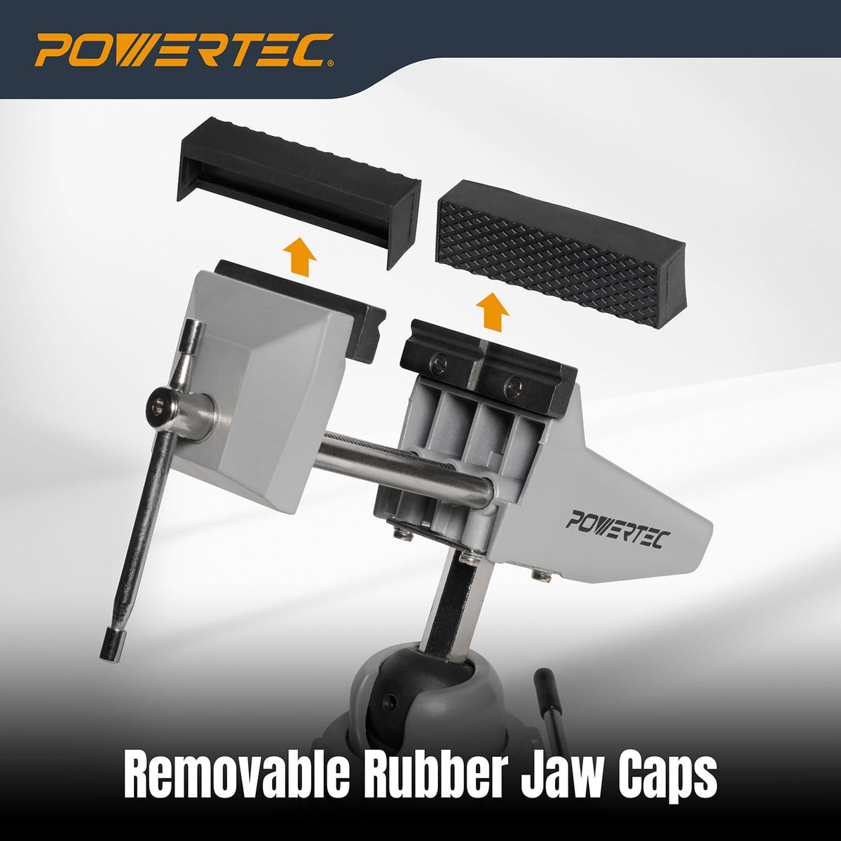 POWERTEC vacuum base vise mounted on a surface demonstrates stable clamping for projects.