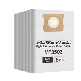 POWERTEC VF3503 bags for 6-9 gallon vacuums with easy disposal