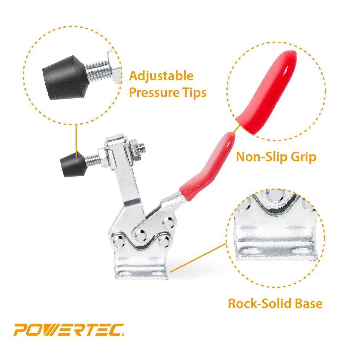 Zinc-plated finish on POWERTEC clamps resists corrosion