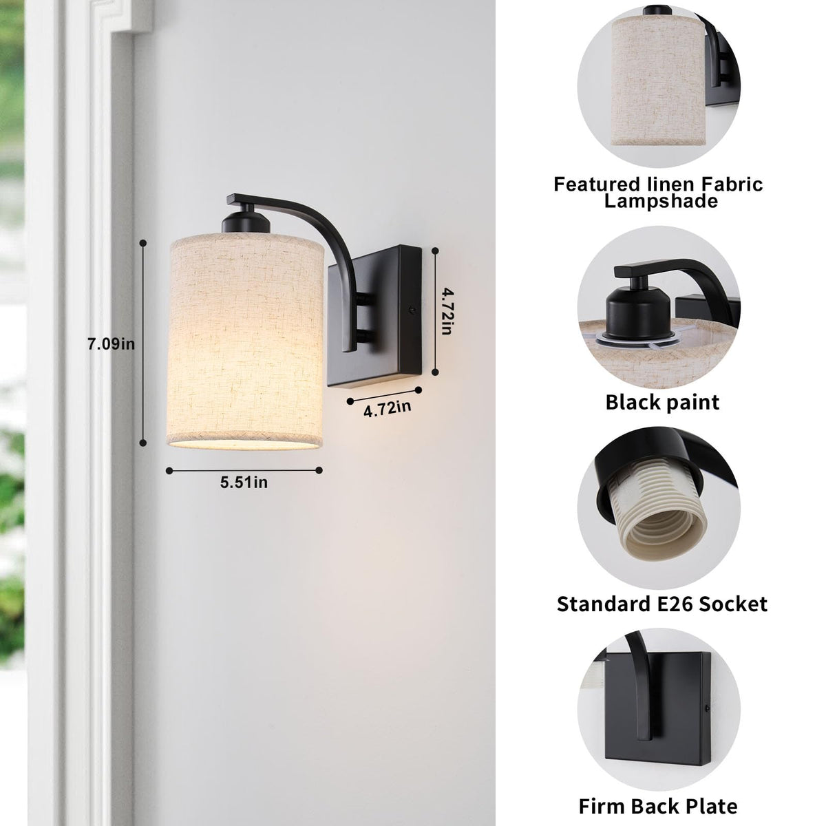 Powfloven wall sconce remote control in hand for easy dimming.